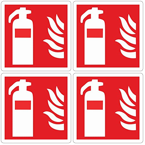 pubblimania 4 Stück PVC-Feuerlöscher, selbstklebend, für Außen und Innen (Cm 14,5 x 14,5) (4 Feuerlöscher)