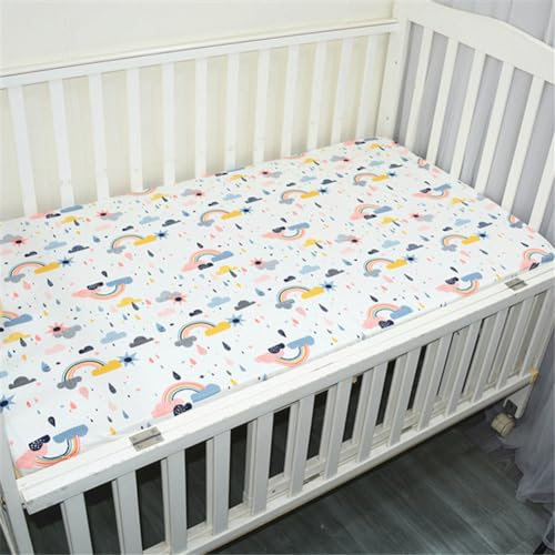 Odot Spannbettlaken für Kinderbett, Kinderwagen Matratzenbezug, Weiche Babybett Spannbetttuch Spannbettlaken, Perfekte Passform Durch Rundum-Gummizug (105x60cm,A)