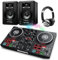 Anfänger DJ Set - DJ Controller Set mit DJ-Lichtern, Aktive 120-Watt Lautsprecher und Einsteiger DJ Kophörer