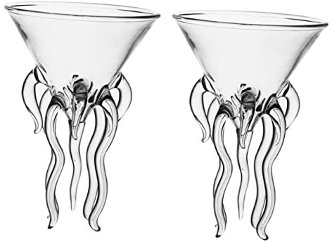 2pcs Jellyfish Cup Beer Cocktail Glasses Wine Glasses Striped Glasses Cocktail Espresso Tool Pineapple Ice Bucket Straws Party Drinking Cup Home Mojito Glass Tall Cocktail Glass