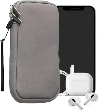 kwmobile Neopren Handytasche für Smartphones XXL - 7 - Handy Tasche mit Reißverschluss - Handyhülle universal Stone Dust