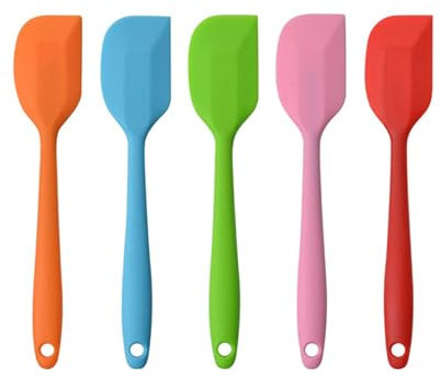 Set di raschietti per pasta in silicone, raschietto in gomma antiaderente, raschietto per pasta con anima in acciaio inox - set di utensili da cucina raschietto resistente al calore, 5 pezzi