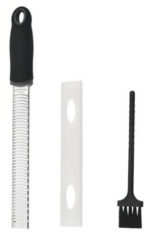 AORHOFJ 1 Pièce Râpe en acier inoxydable, Râpe à fromage, Râpe à citron, Râpe à gingembre, Râpe à ail, Râpe à noix de muscade avec couvercle protecteur, brosse, lavable au lave-vaisselle
