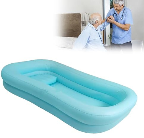 ELIKBH Baignoire Gonflable médicale en PVC pour handicapés, équipement auxiliaire de lit de Bain, Bassin de Lavage corporel Gonflable Portable en PVC, pour Personnes âgées, handicapées, Seniors