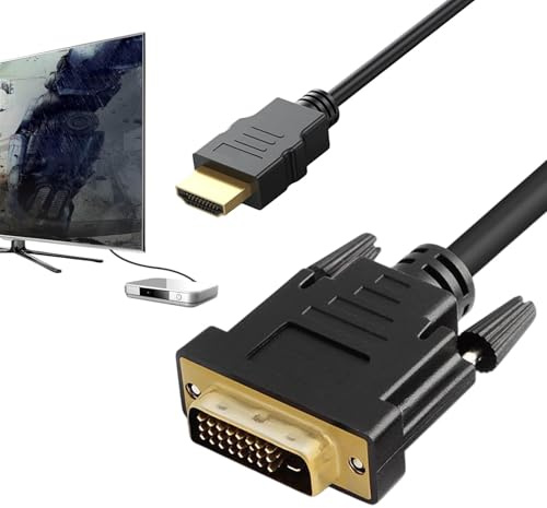 Cable a DVI - Cable convertidor bidireccional de 59 pulgadas | Adaptador de vídeo de alta definición con conectores chapados en oro para resolución 1080P, compatible con televisores, monitores, P