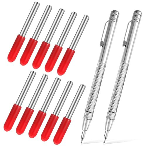 2 Pack Tungsten Carbide Scriber with Magnet, Etching Pen & 10 Replacement Tips, Metal Scribe for Machinist Tools