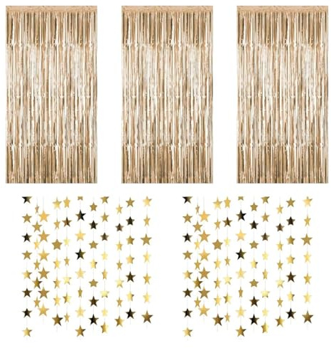 YSJCHEBS 5 Cortinas con Borlas Y 2 Coles De Estrellas, Decoraciones para Fiestas, Arreglos De Fondo para Fiestas, Decoraciones Brillantes