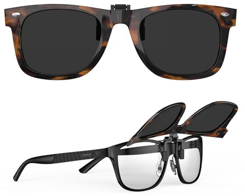 Goiteia Polarized Clip on Sunglasses over Prescription Glasses Women Men-Retro Framed Design for Concealing Glasses