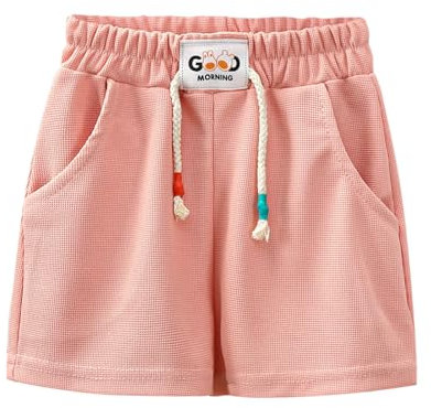 KODMNSW Mädchen Shorts Sommer Kurze Hose Sportshorts Atmungsaktiv Jogginghose Sweatshorts Freizeit Bermuda Shorts mit Taschen Tunnelzug für 2-13 Jahre Blitzangebote Rosa 7 Jahre