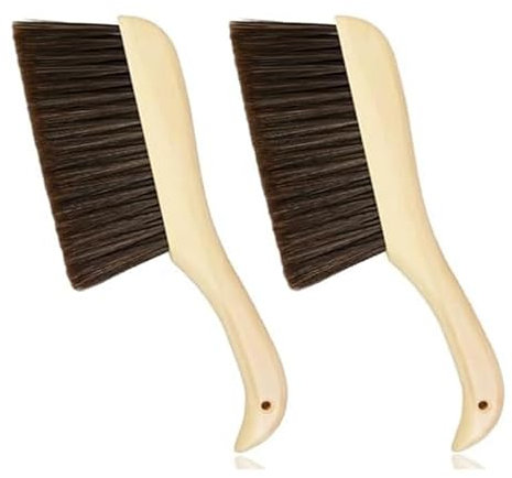 Vocdikficy Escoba de Mano para Polvo con Manejar de Madera, Adecuada para Mostrador, Cama, Sofá, Coche, Chimenea, Ropa, Limpieza del Hogar