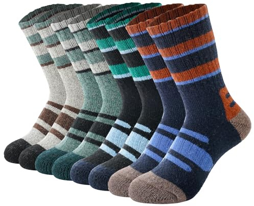 BISOUSOX Chaussettes en Laine pour Enfants Chaussettes Thermiques Chaudes pour les Garçons en Randonnée 4 Paires Cadeau pour Filles Garçons