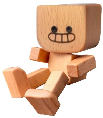 Generico Figura de hombre de madera oscilante, muñeca con pies parpadeantes, decoración divertida para viaje, oficina, casa, consola, dormitorio