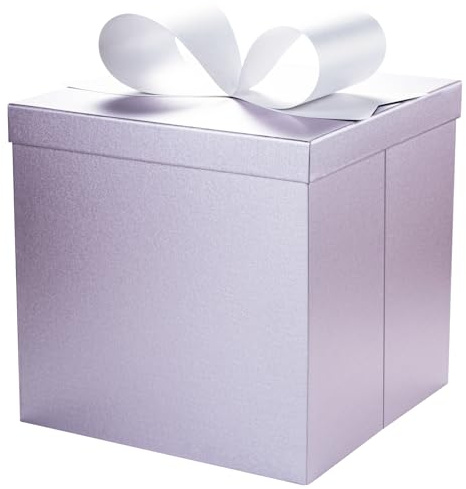 BIOBROWN Large Gift Boxes with Lids, 25 x 25 x 25 cm Purple Square Foldable Gift Boxes for Birthday, Wedding, Christmas, Baby Shower, Party, All Occasion