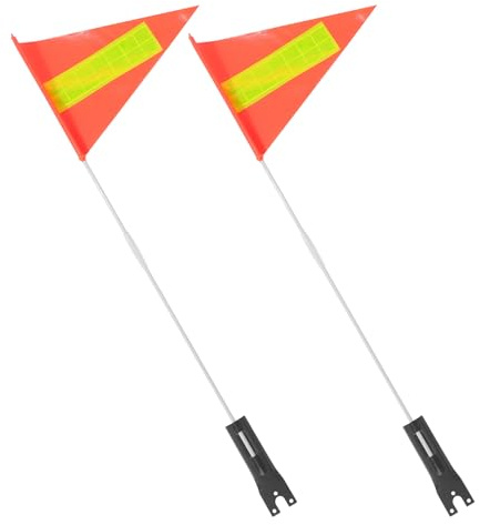 UTHCLO 2 Uppsättningar Barncykel Säkerhetsflagga med Orange Triangelflagga och Reflex Flexibel Tålig Flaggstång för Utomhuscykling Hög Synlighet och Vattentålig för Ökad Trafiksäkerhet
