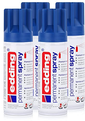 4x edding Permanent Spray enzianblau 200 ml Premium Acryllack, RAL 5010
