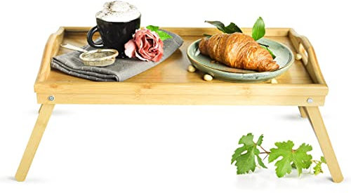 SENDEZ Frühstückstablett 50x30cm hell Serviertablett Tablett Betttablett Brett Holz