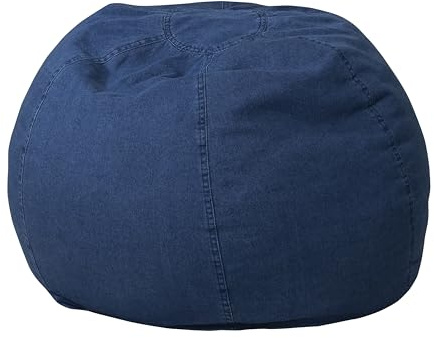 Flash Furniture Dillon Small Bean Bag Chair for Kids and Teens, Foam-Filled Beanbag Chair with Machine Washable Cover, Denim
