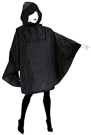 SMATI Poncho de Pluie Imperméable avec Capuche, Cape de Pluie, Bandes Réfléchissantes devant et derrière, Voyage, Activité en Plein Air, Vélo, Moto, Randonnée, pour Hommes et Femmes, POIS BLANCS