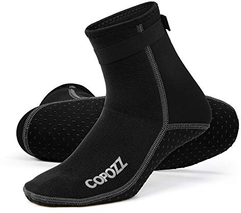 COPOZZ 3mm Tauchsocken Neoprensocken für Erwachsene Damen Herren, Dicke Tauchsocken Wassersport Schwimmen Socken für Schwimmen, Schnorcheln, Segeln, Surfen Wassersport,Schwarz,M