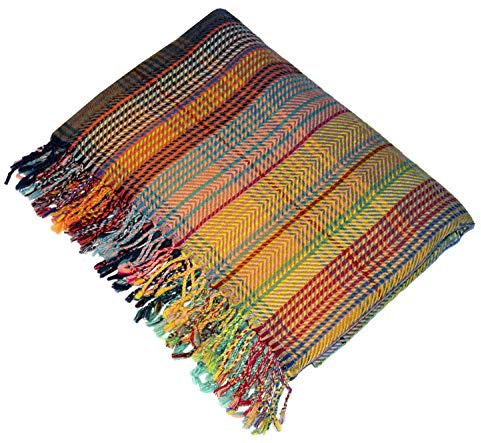 Lorenzo Cana 9621077 - Coperta in lana jacquard 100% lana di agnello merino, multicolore