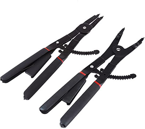 mumisuto 2pcs Circlip Pliers Set, Heavy Duty 16 Circlip Pliers Tool Kit with 8 Replacement Tips for Automotive, Mowers