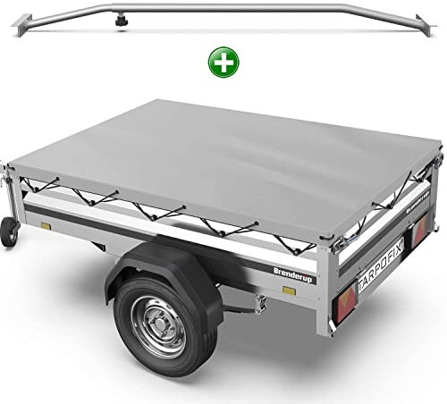 Tarpofix® Anhängerplane 212 x 123 cm + 1x Planenbügel | Anhänger Plane Flachplane aus PVC PLANENMATERIAL | Verstärkte Brenderup Anhänger Plane für 750kg PKW Hänger | Abdeckplane + Flachplanenbügel