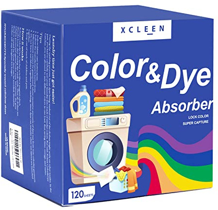 Xcleen Color Absorber Laundry Sheets 120 Count, Dye Catcher to Prevent Clothes from Smearing, Fragrance Free Color Trapping Sheets for Home School or Apartment