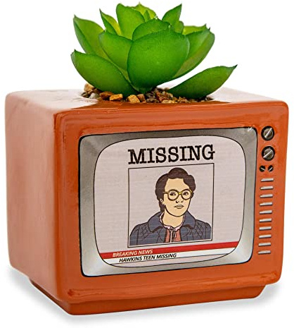 Stranger Things Missing Barb 4-Inch Ceramic Mini Planter With Artificial Succulent