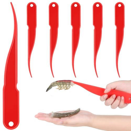 Gisafai Lot de 6 éplucheurs de crevettes en plastique pour la cuisine, 25,4 cm, rouge