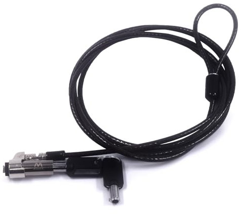 Ewent Laptop-Vorhängeschloss mit NanoSaver-Schlüssel, Sicherheitskabel für Laptop, Tablet und Smartphone mit Nano-Slot, Cleat Lock Technologie und schnittfestem Karbonstahlkabel, 1,8 Meter Kabel