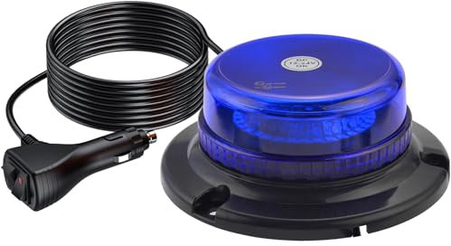 AUTOUTLET Gyrophare à 36 LED, 12/24 V, bleu, gyrophare d'avertissement LED, avec aimant, 9 modes, câble de 5 m, E57 Mark & étanche IP65, feu d'avertissement pour voiture, camion, tracteur