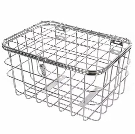50 cm stor storlek rostfritt stål solid cykelkorg trehjuling metall bakre korg med lock och lås cykel passform för tillbehör