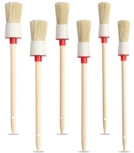 MIRKUZI Pennelli tondi 6 spazzole in setola,spazzola rotonda, pennello ad anello,pennello per vernice, pennello per cera,set di pennelli ad anello per pittore, spazzola rotonda professionale in legno