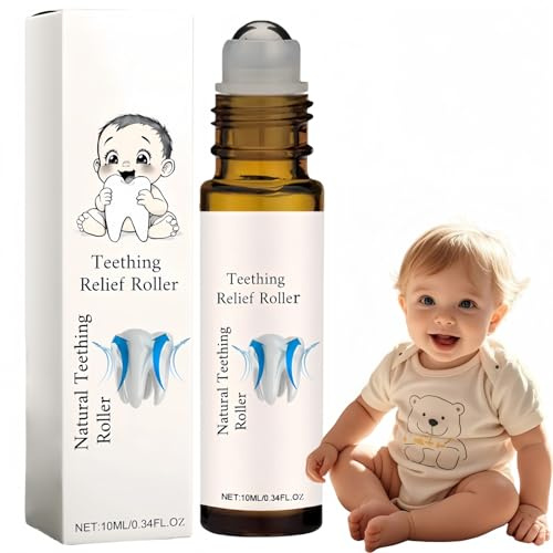 Teething Roller Natural Pain Relief,Calm Teething Oil Roller,Natural Pain Relief Gel,Reduce Teething Discomfort,Relieve The Pain of Teething,Not Leak When Used in A Rolling Manner,Easy to Carry