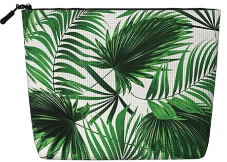 Palm Tree. Travel Toiletry Bag for Women, Fake Hemp Cosmetic Organizer Large Capacity Zippered Daily Pouch