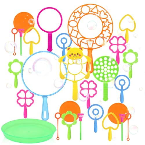 27pcs Bubble Wands Set, Giant Bubbles Toys Set,Various Shapes and Sizes Bubble Making Wands Kit for Summer Garden Outdoor Games Party Favors