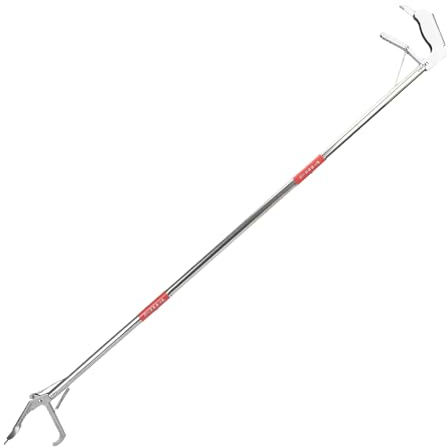Generisch Snake Tongs Grabber - 127 x 12.5 cm Stainless Steel Pickup Tool | Heavy Duty Foldable Reptile Catcher and Garbage Grabber for Homeowners and Gardeners, 1 Pack, Wide Jaw, 120 cm, Silver