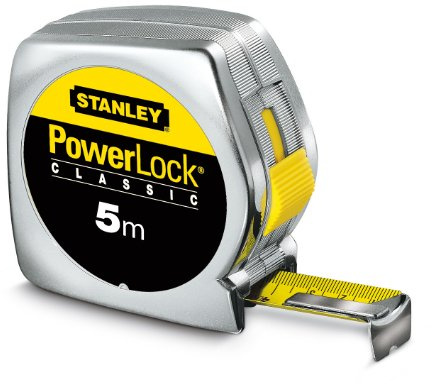 Stanley 1-33-195 Powerlock Tape Measure with End Hook Without Hole, Silver, 5 m/25 mm
