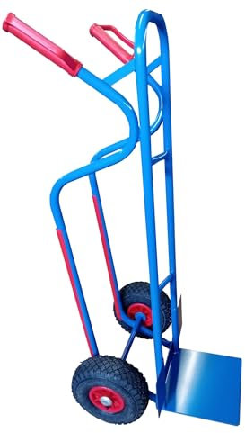 RLW Profi Stahlrohr Sackkarre Stapelkarre Maximium 300 kg - Schaufel 280x280 mm - Made in EU - kein Asien-Import (Räder nach Ihrer Wahl) (Luftrad schwarz/PVC-Felge rot/Gleitlager)