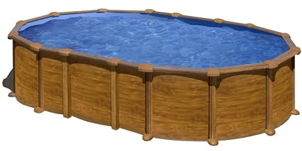 Piscina Gre KITPROV6188WO Amazonia. - Piscina fuori terra in acciaio, ovale con aspetto in legno. Piscina scomponibile per Giardino. 610 x 375 x 132 cm
