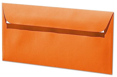 ARTOZ 50x Briefumschläge DIN Lang Orange 100 g/m² selbstklebend - DL 224x114 mm - Kuvert ohne Fenster - Umschläge mit Haftklebung Abziehstreifen