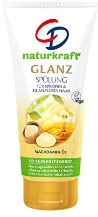CD Naturkraft Glanz Spülung, 6 x 200 ml, Conditioner mit Macadamia-Öl, bessere Kämmbarkeit, für sprödes & glanzloses Haar, vegan, Haarpflege für seidigen Glanz