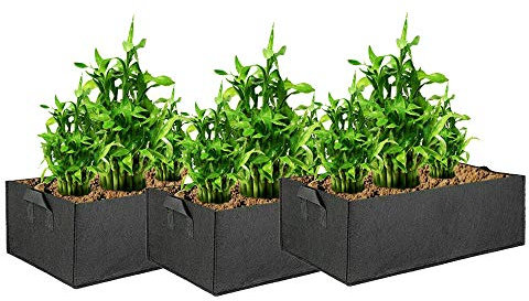 Mintice 3Pcs réutilisable Grand Sac à Plantes Sac de Culture pour légume Plantation Croissance latérale Pots récipient Jardin pour Pomme de Terre, Tomate, Carotte Noir (60 * 30 * 20cm)
