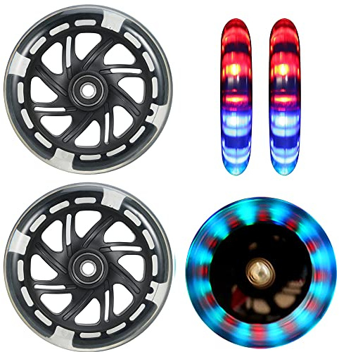 2 Stück Roller Ersatzrad 120mm LED Roller Rollen mit ABEC-9 Kugellager 120mm LED Blinker für Micro Globe Scooter Schwarz