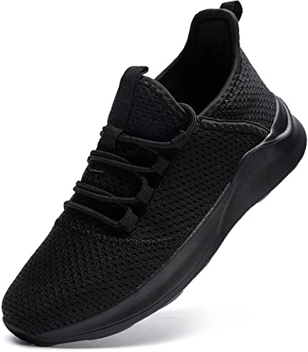 FUJEAK Women Shoes Trainers Running Walking Slip on Women Gym Comfortable Shoes Fitness Outdoor Sports Jogging Sneakers Casual Mesh Lightweight Breathable Black Size 5 UK