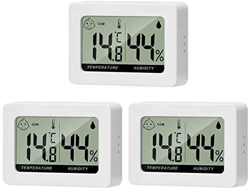 Thlevel Hygromètre Thermomètre Température Humidité Intérieur Testeur Mini Numérique LCD Portable Indicateur pour Bureau Cuisine Incubateurs 3 Pièces