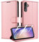 QHOHQ Tenphone Coque pour Samsung Galaxy A54 5G + 2 Pièces Verre Trempé, Etui Protection Housse Premium en Cuir PU, Antivol, Fermeture Magnétique Flip Case pour Samsung A54 5G - Rose