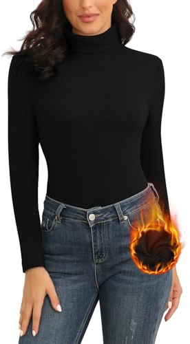 WOWENY Haut Thermique À Col Roulé Pour Femme Pull Polaire Chemise À Manches Longues Chaud Doux Confortable Sous-Vêtements De Ski Hiver Automne