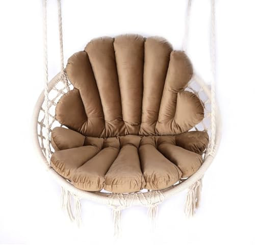 Love Gifts® Hängesessel ohne Gestell | Hängesessel Indoor mit Zwei Kissen optimal für den für Innenbereich wie Wohnzimmer & Kinderzimmer geeignet | Braun