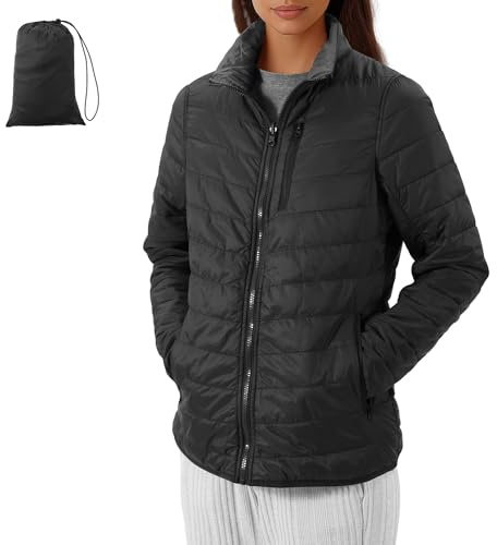 JEMIDI Giubbotto Autunnale Donna - Giacca Piumino Primavera - Giubbino Mezza Stagione - Giubbini Autunnali - Piumini Invernali - Double Face - con 5 Tasche Zip e Borsa Trasporto